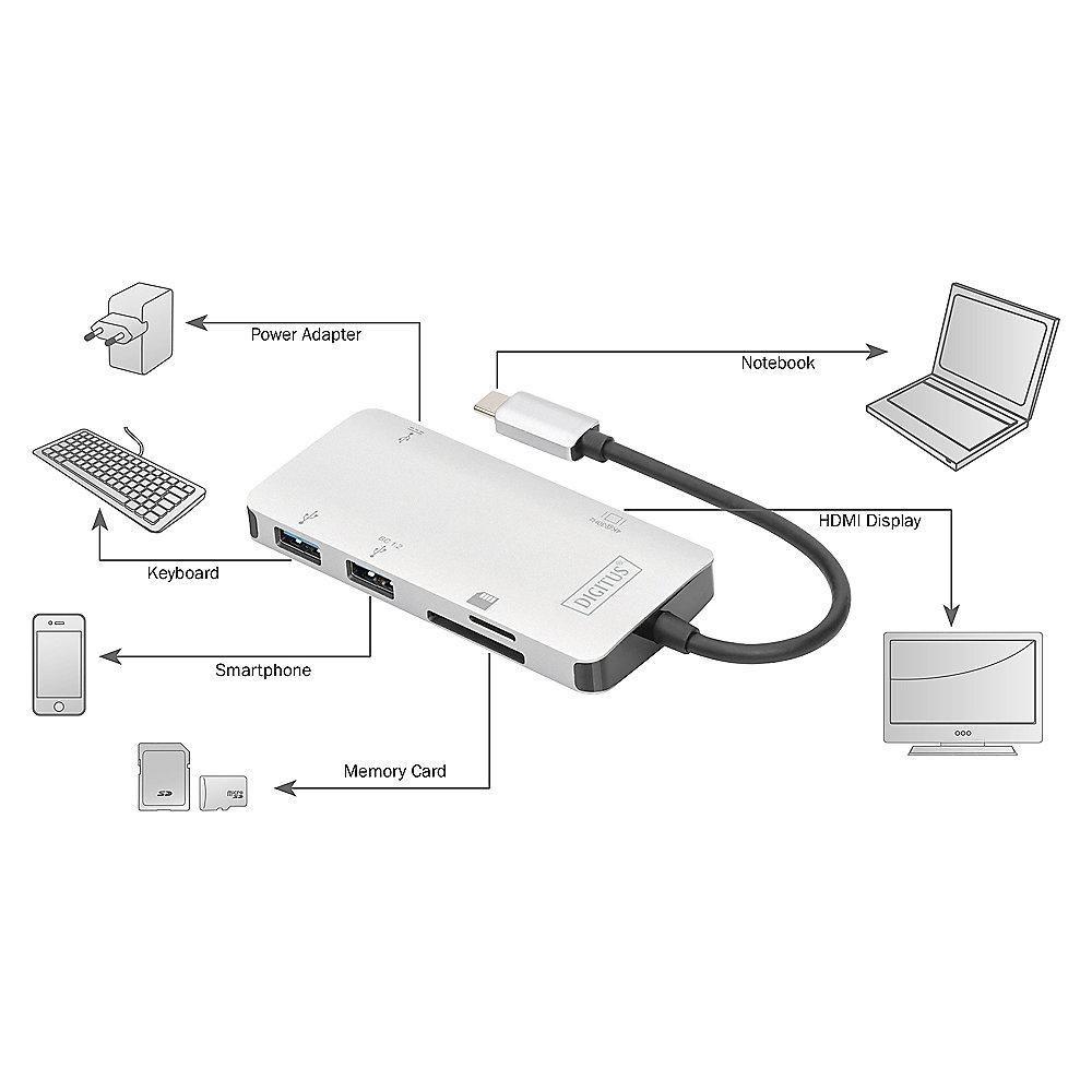 Digitus Multiport Docking Station USB Typ-C 6-Port silber DA-70874, Digitus, Multiport, Docking, Station, USB, Typ-C, 6-Port, silber, DA-70874