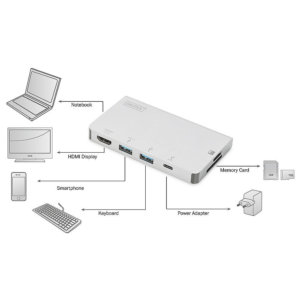 Digitus Multiport Travel Docking Station USB Typ-C 6-Port silber DA-70867, Digitus, Multiport, Travel, Docking, Station, USB, Typ-C, 6-Port, silber, DA-70867