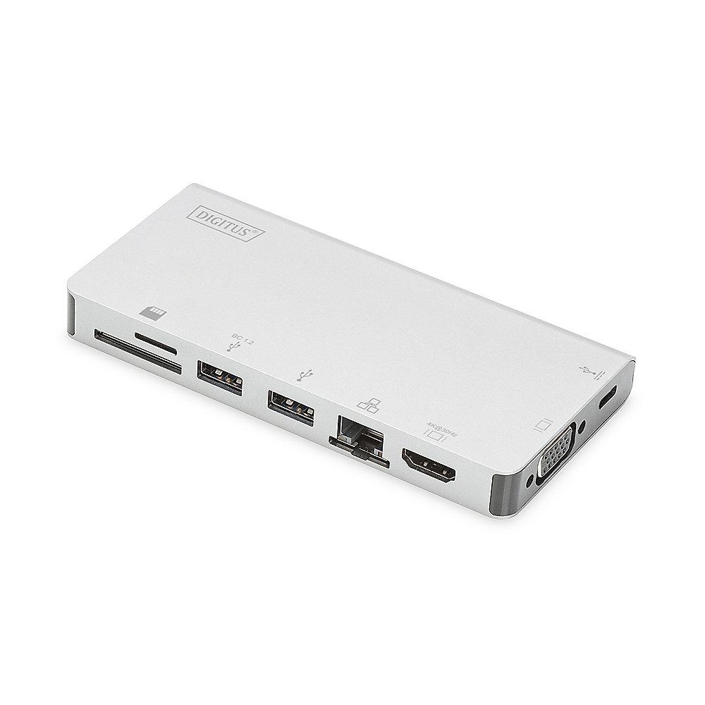 Digitus Multiport Travel Docking Station USB Typ-C 8-Port silber DA-70866, Digitus, Multiport, Travel, Docking, Station, USB, Typ-C, 8-Port, silber, DA-70866