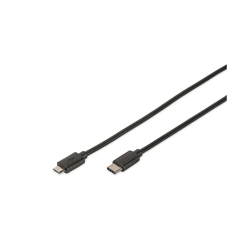 DIGITUS USB 2.0 Anschlusskabel 1,8m Typ-C zu mikro B High Speed St./St. schwarz, DIGITUS, USB, 2.0, Anschlusskabel, 1,8m, Typ-C, mikro, B, High, Speed, St./St., schwarz