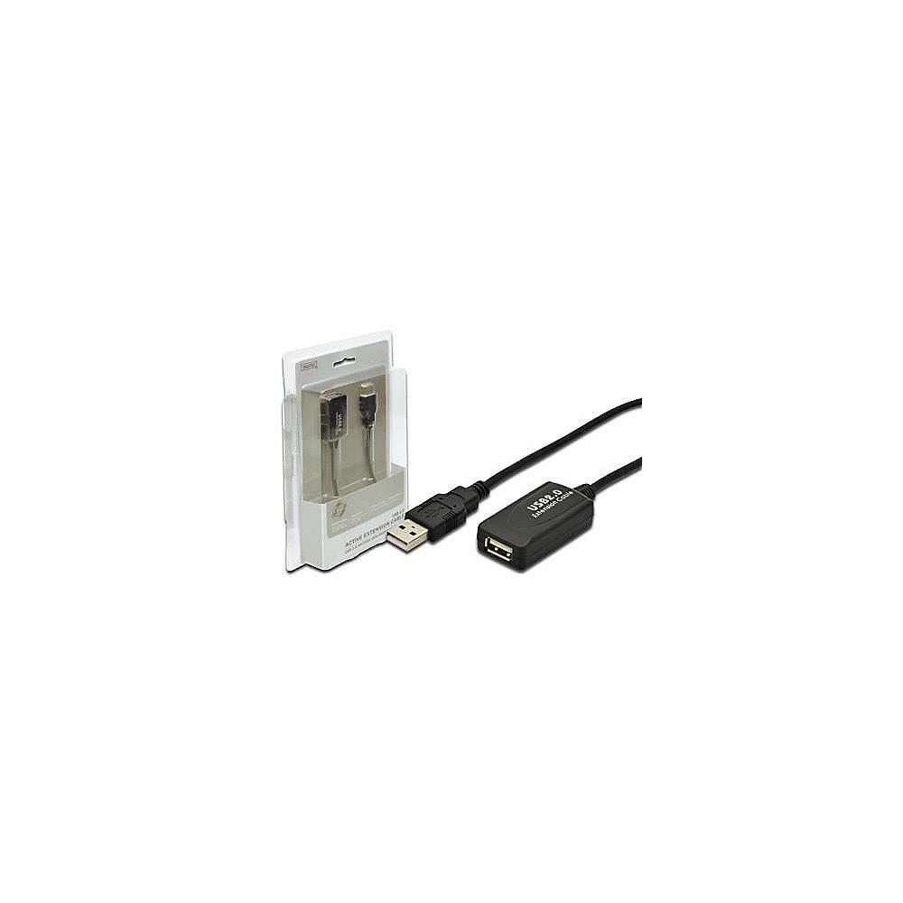 DIGITUS USB 2.0 Verlängerungskabel 5m aktiv St./Bu. schwarz