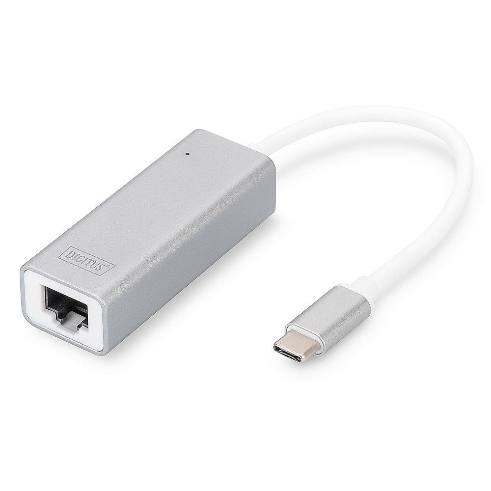 DIGITUS USB 3.0 Gigabit Ethernet Adapter Typ-C zu RJ45 St./Bu. weiß, DIGITUS, USB, 3.0, Gigabit, Ethernet, Adapter, Typ-C, RJ45, St./Bu., weiß