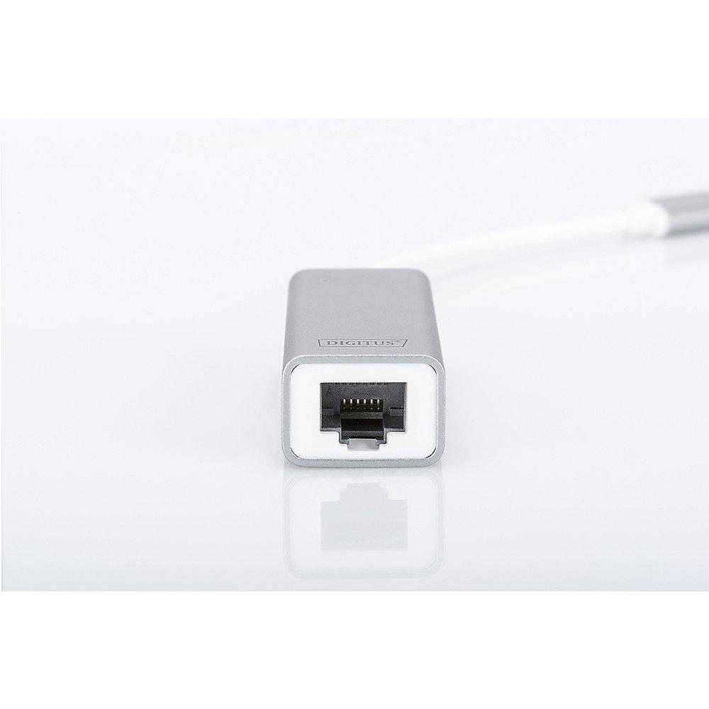 DIGITUS USB 3.0 Gigabit Ethernet Adapter Typ-C zu RJ45 St./Bu. weiß, DIGITUS, USB, 3.0, Gigabit, Ethernet, Adapter, Typ-C, RJ45, St./Bu., weiß