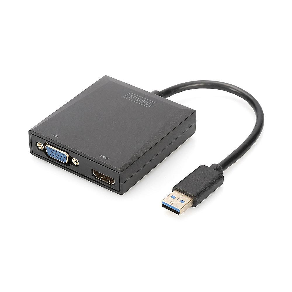 DIGITUS USB 3.0 zu VGA/HDMI Grafikadapter Full HD schwarz, DIGITUS, USB, 3.0, VGA/HDMI, Grafikadapter, Full, HD, schwarz