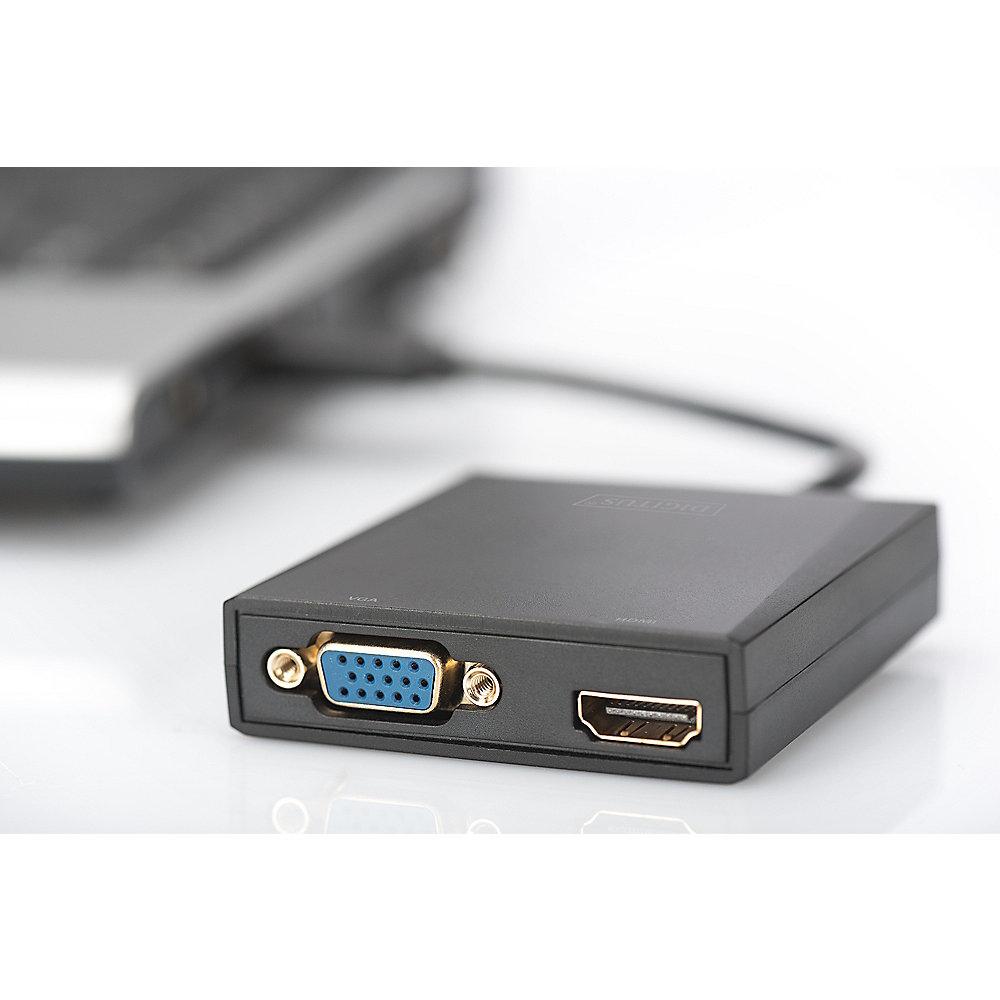 DIGITUS USB 3.0 zu VGA/HDMI Grafikadapter Full HD schwarz