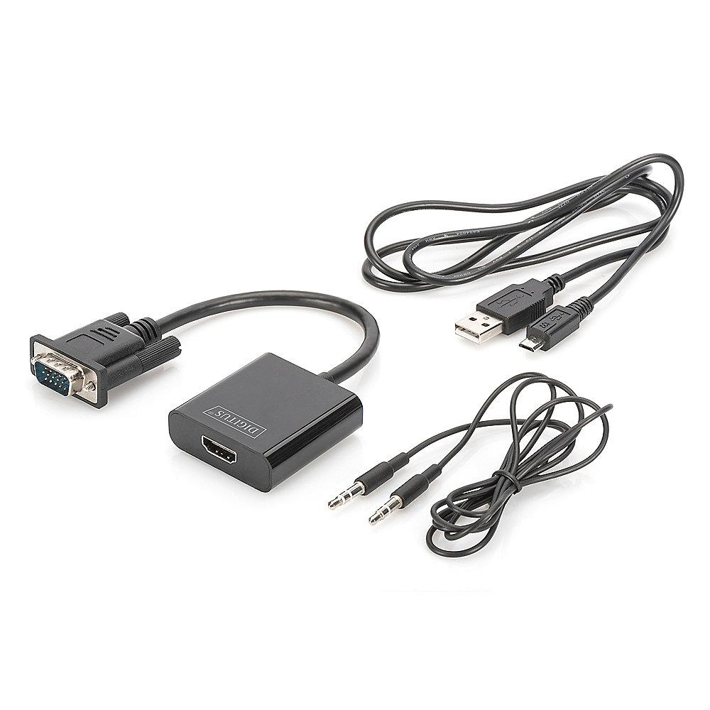 DIGITUS VGA Adapter VGA zu HDMI St./Bu. FHD schwarz DA-70473, DIGITUS, VGA, Adapter, VGA, HDMI, St./Bu., FHD, schwarz, DA-70473