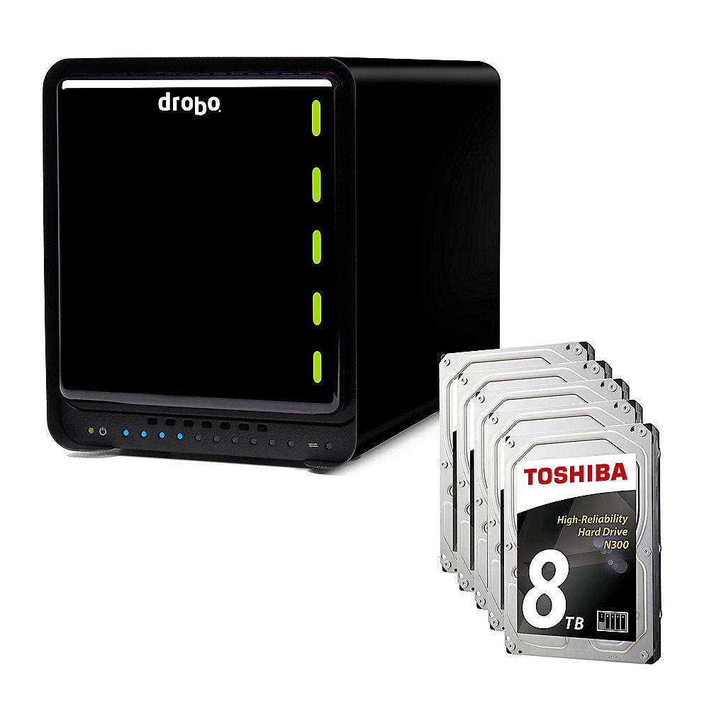 Drobo 5C DAS System 5-Bay 40TB inkl. 5x 8TB Toshiba N300 HDWN180UZSVA, Drobo, 5C, DAS, System, 5-Bay, 40TB, inkl., 5x, 8TB, Toshiba, N300, HDWN180UZSVA
