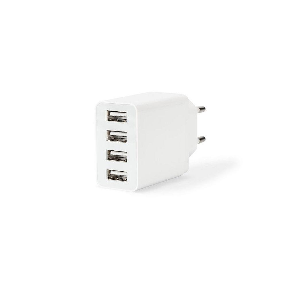 ednet 4-Port Universal USB Lade Adapter für Mobilgeräte weiß, ednet, 4-Port, Universal, USB, Lade, Adapter, Mobilgeräte, weiß