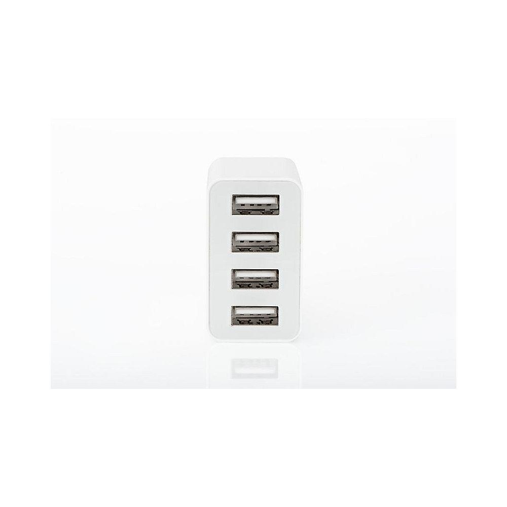 ednet 4-Port Universal USB Lade Adapter für Mobilgeräte weiß