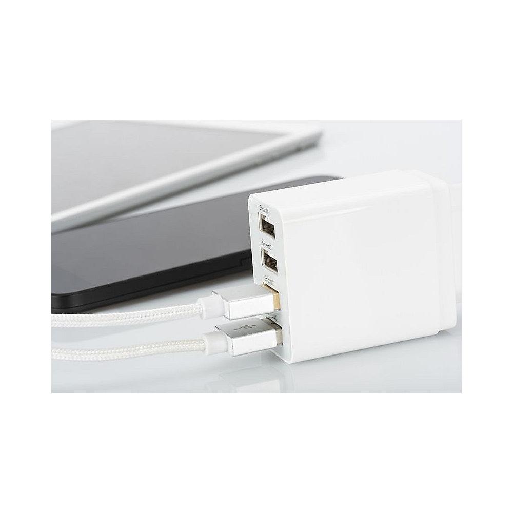 ednet 4-Port Universal USB Lade Adapter für Mobilgeräte weiß