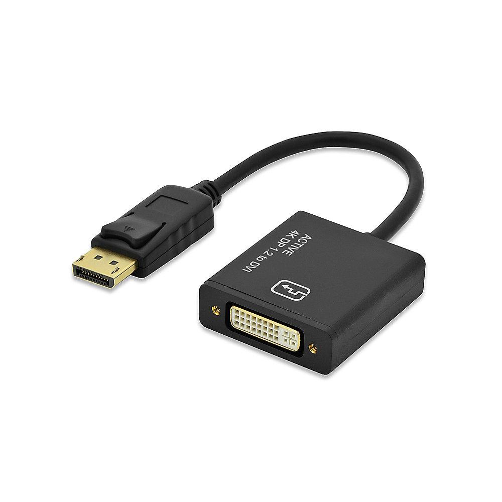 ednet DisplayPort Adapterkabel 0,2m DP zu DVI 4K aktiv vergoldet St./Bu. schwarz, ednet, DisplayPort, Adapterkabel, 0,2m, DP, DVI, 4K, aktiv, vergoldet, St./Bu., schwarz