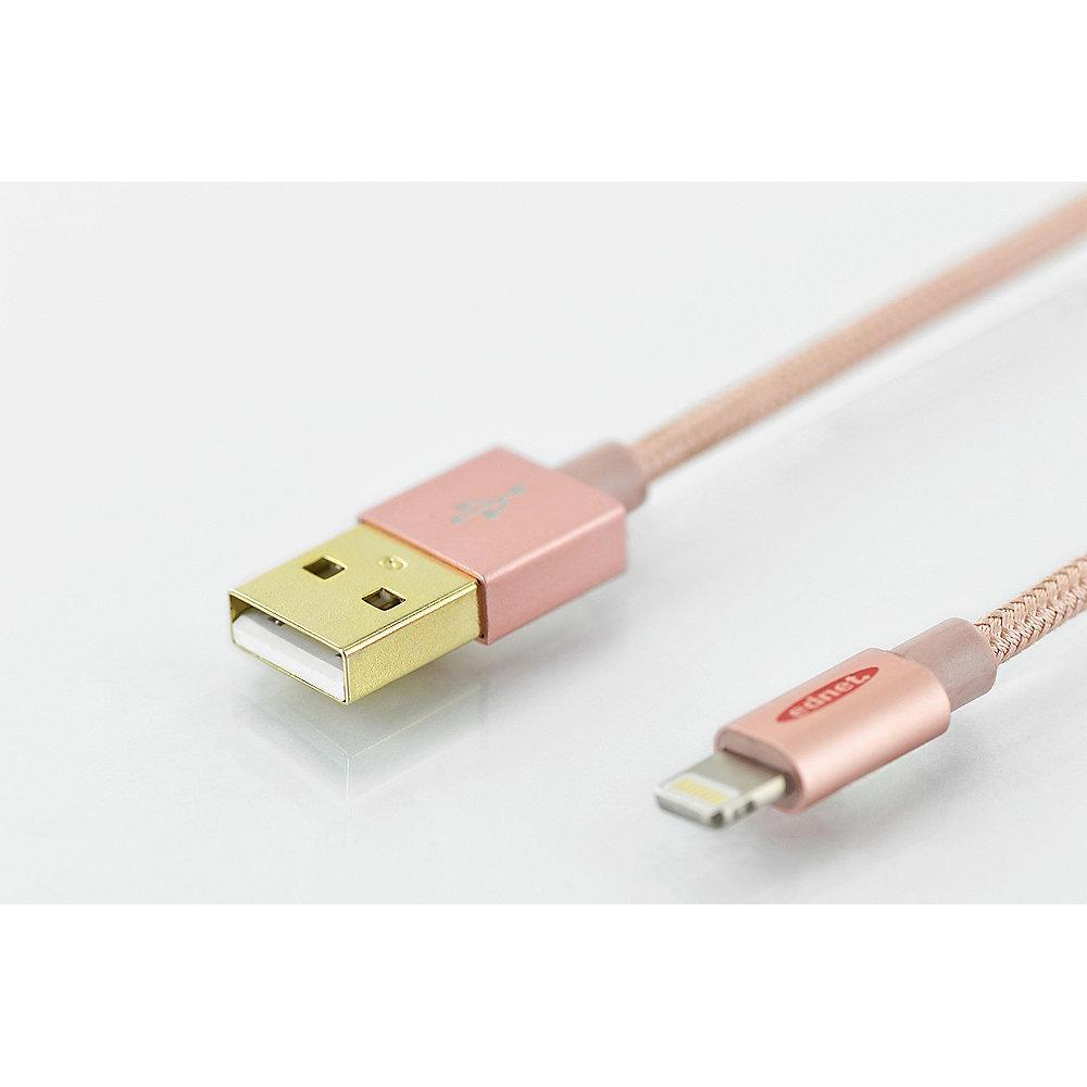 ednet iPhone Lade- & Datenkabel 1m USB2.0 A zu Lightning iP5/6/7 St/St rose gold