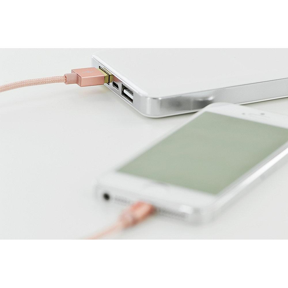 ednet iPhone Lade- & Datenkabel 1m USB2.0 A zu Lightning iP5/6/7 St/St rose gold
