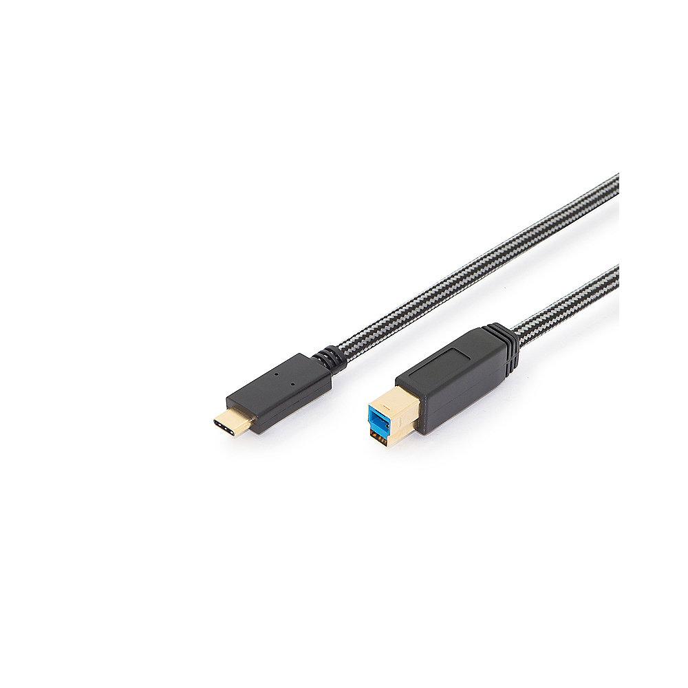 ednet USB Type C Anschlusskabel zu B 1,0m St./St. schwarz, ednet, USB, Type, C, Anschlusskabel, B, 1,0m, St./St., schwarz