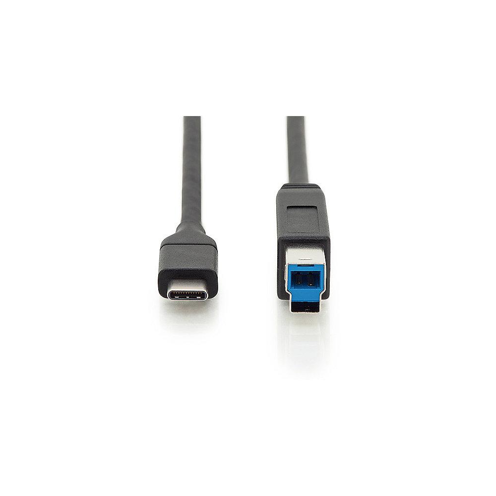 ednet USB Type C Anschlusskabel zu B 1,8m St./St. schwarz