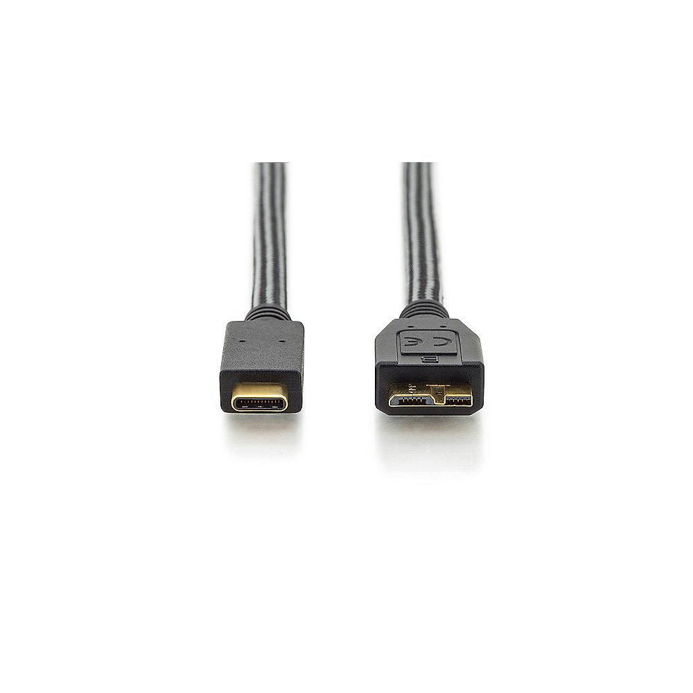 ednet USB Type C Anschlusskabel zu micro B 1,0m St./St. schwarz