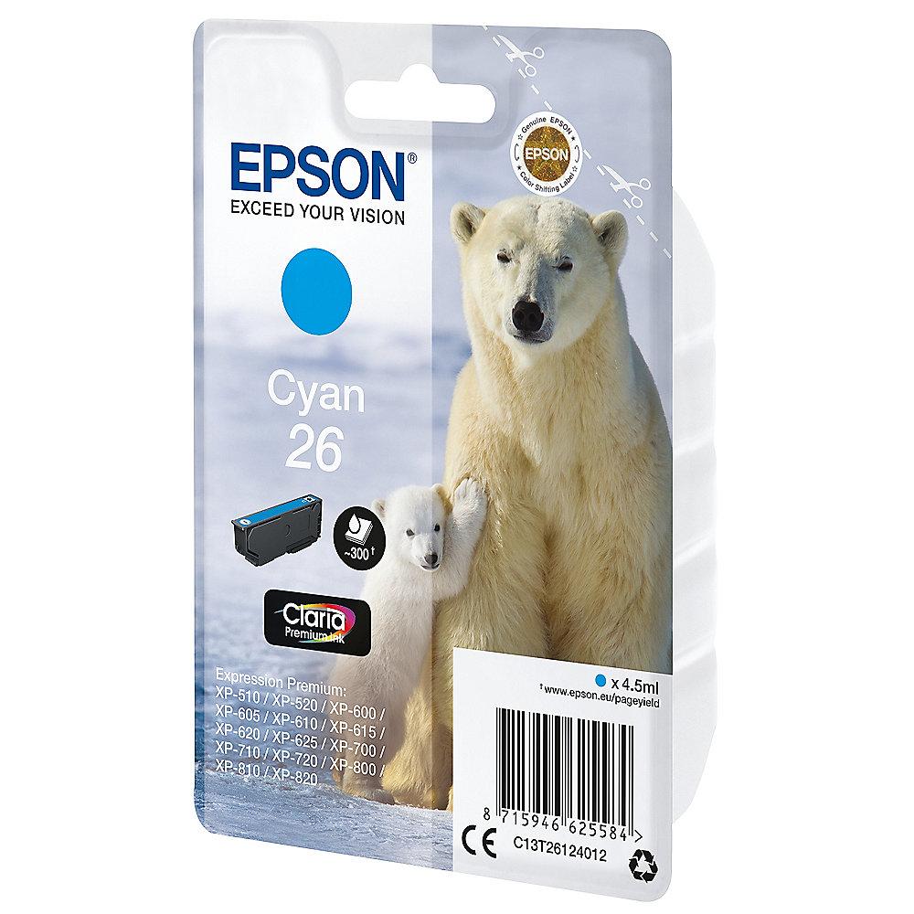 Epson C13T26124012 Druckerpatrone 26 Cyan Claria Premium Ink