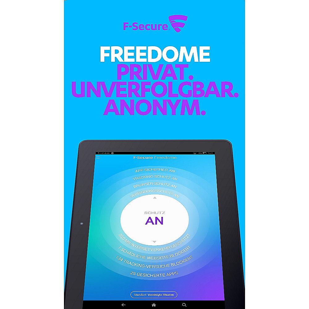 F-Secure Freedome VPN  3 Geräte 1 Jahr (Version 2018) Box, F-Secure, Freedome, VPN, 3, Geräte, 1, Jahr, Version, 2018, Box