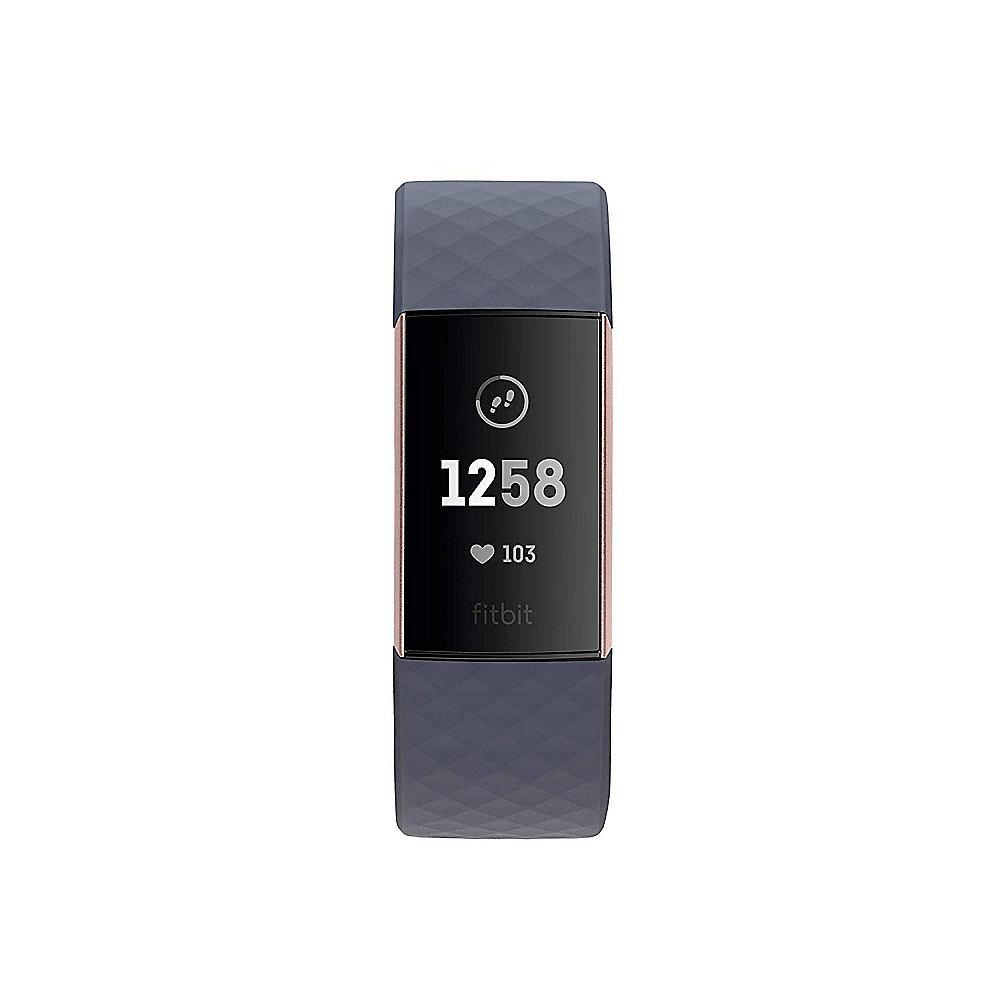 Fitbit Charge 3 Gesundheits- und Fitness-Tracker blaugrau/rosegold