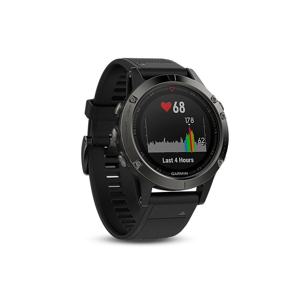 Garmin Fenix 5 Multisportuhr mit schwarzem Armband, Garmin, Fenix, 5, Multisportuhr, schwarzem, Armband