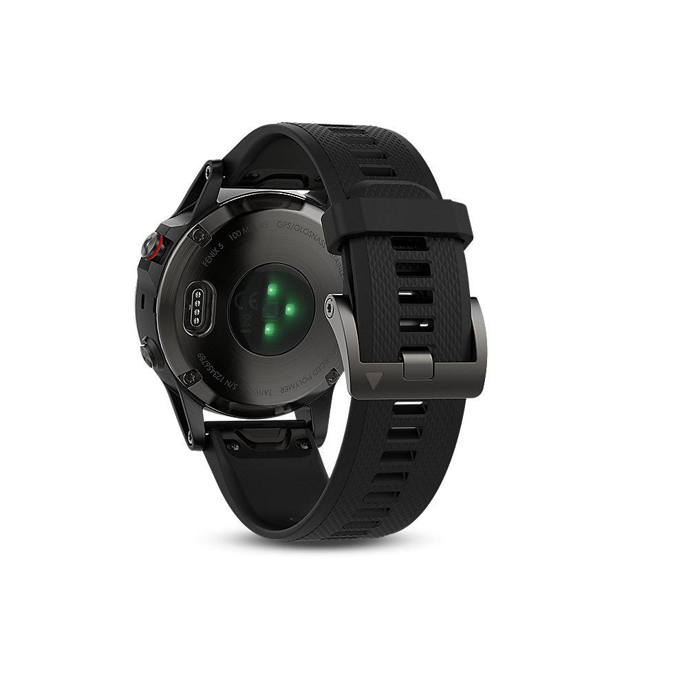 Garmin Fenix 5 Multisportuhr mit schwarzem Armband, Garmin, Fenix, 5, Multisportuhr, schwarzem, Armband