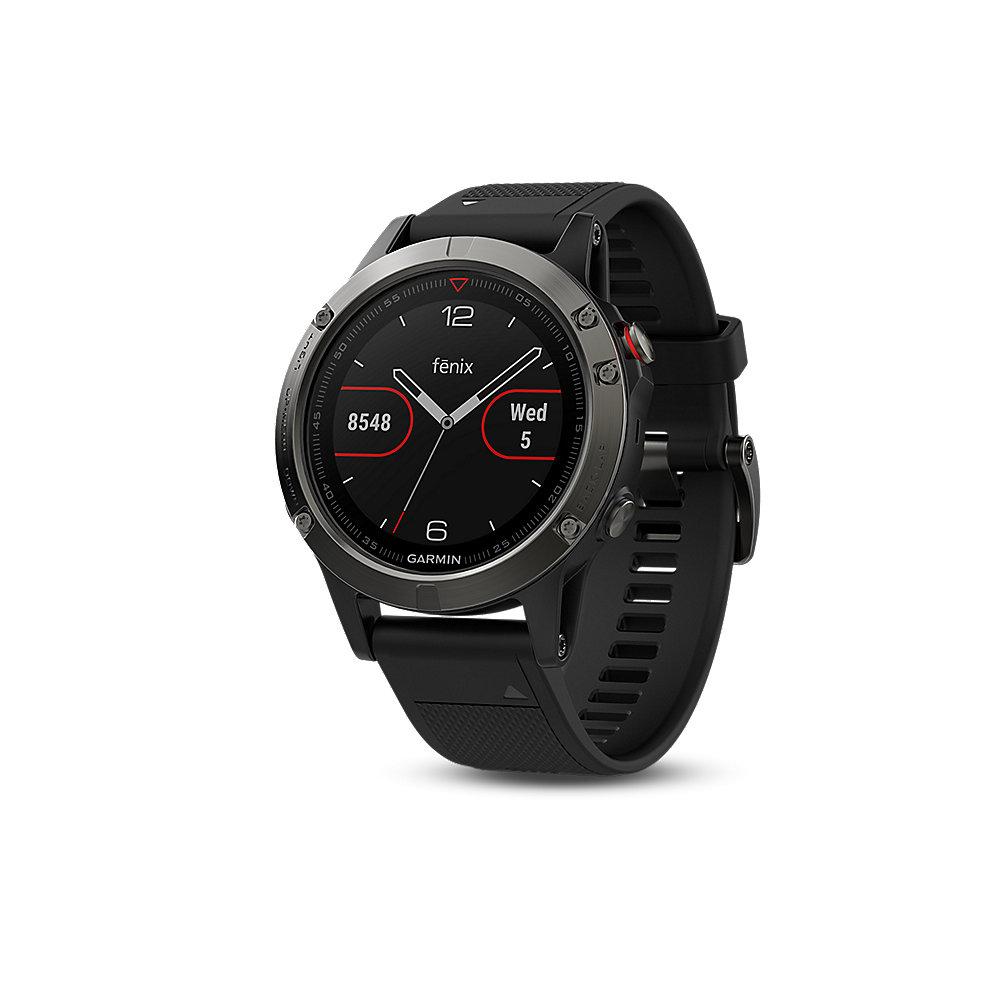 Garmin Fenix 5 Multisportuhr mit schwarzem Armband, Garmin, Fenix, 5, Multisportuhr, schwarzem, Armband