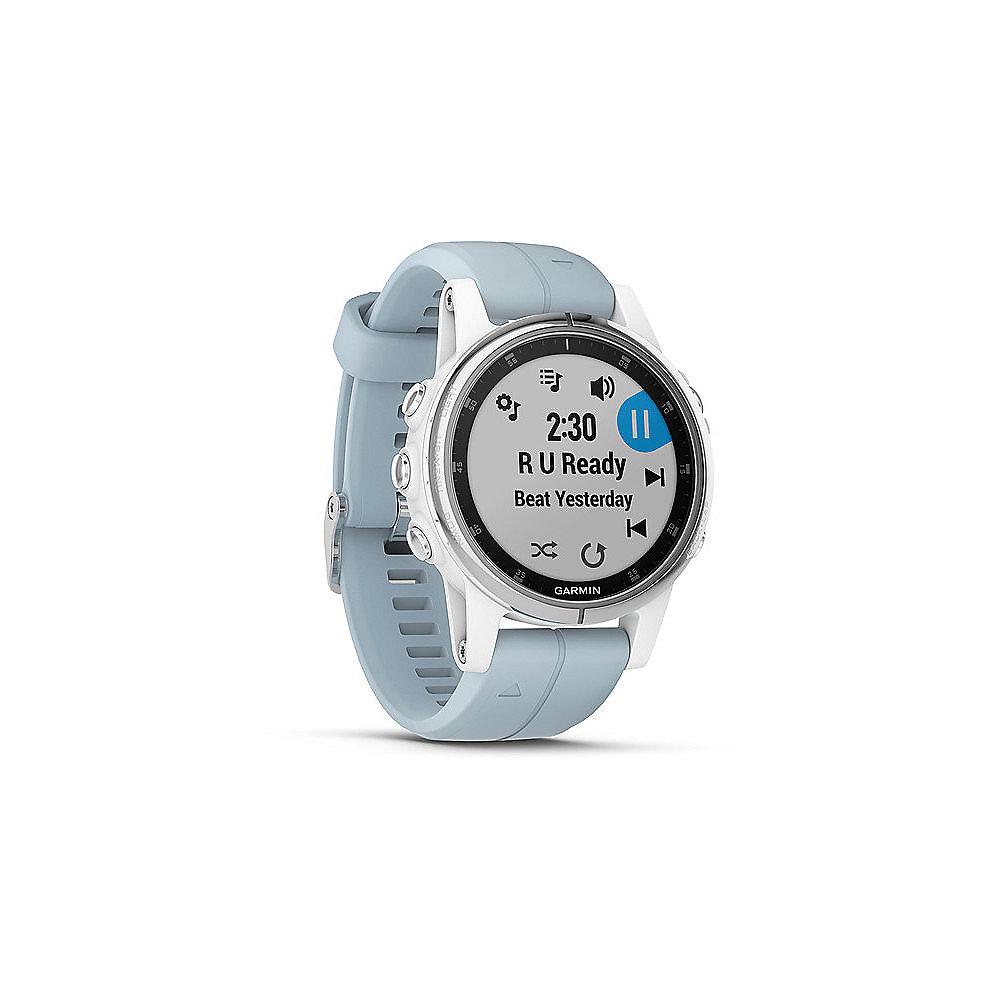 Garmin Fenix 5S Plus GPS-Multisport-Smartwatch weiß mit Seafoam Armband