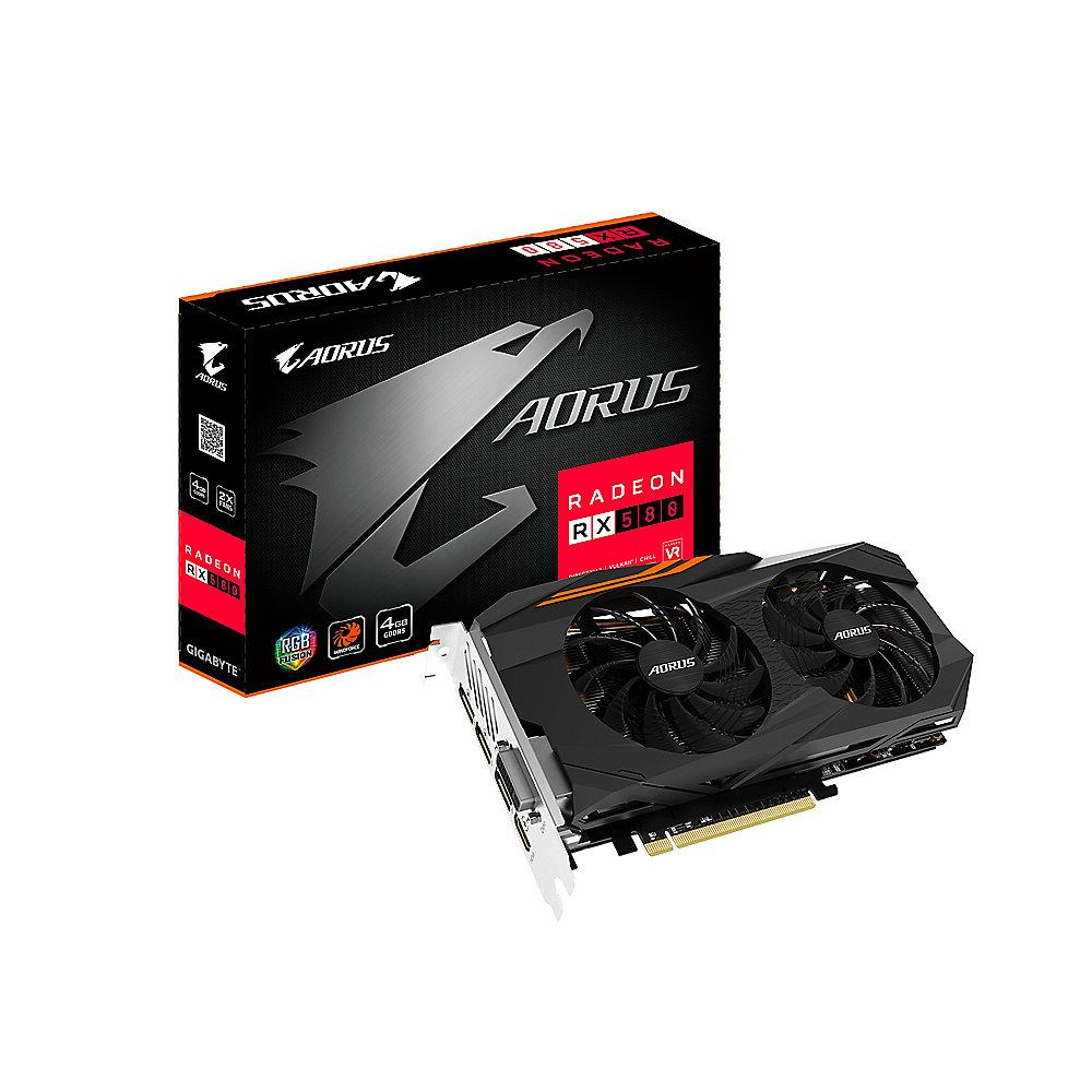 Gigabyte AORUS AMD Radeon RX 580 Gaming 4GB PCIe Grafikkarte DVI/HDMI/3x DP, Gigabyte, AORUS, AMD, Radeon, RX, 580, Gaming, 4GB, PCIe, Grafikkarte, DVI/HDMI/3x, DP