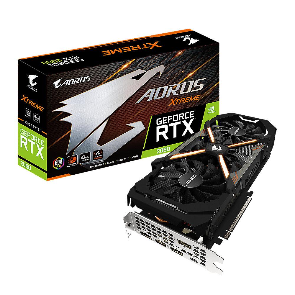 Gigabyte Aorus GeForce RTX 2060 Xtreme OC 6GB GDDR6 Grafikkarte HDMI/3xDP/USB-C, Gigabyte, Aorus, GeForce, RTX, 2060, Xtreme, OC, 6GB, GDDR6, Grafikkarte, HDMI/3xDP/USB-C