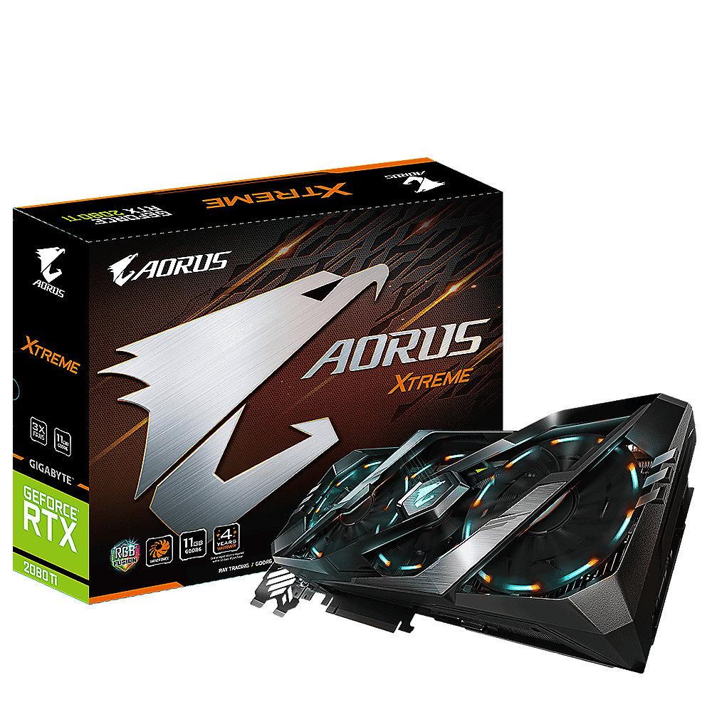 Gigabyte Aorus GeForce RTX 2080Ti Xtreme 11GB GDDR6 Grafikkarte 3xHDMI/3xDP/USB, Gigabyte, Aorus, GeForce, RTX, 2080Ti, Xtreme, 11GB, GDDR6, Grafikkarte, 3xHDMI/3xDP/USB