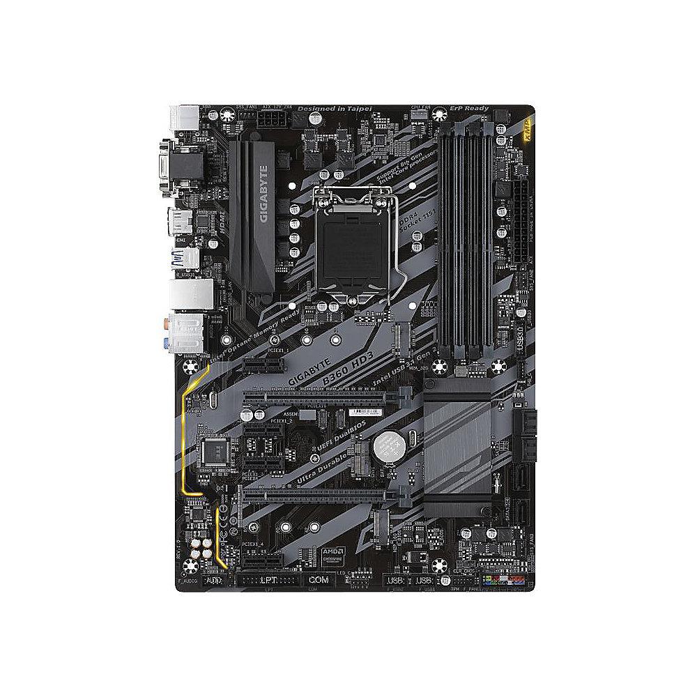 Gigabyte B360 HD3 ATX Mainboard 1151v2 (Coffee Lake), Gigabyte, B360, HD3, ATX, Mainboard, 1151v2, Coffee, Lake,