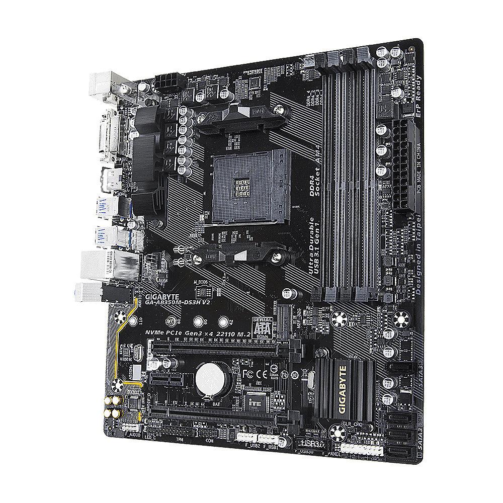 Gigabyte GA-AB350M-DS3H V2 mATX Mainboard Sockel AM4 GL/M.2/HDMI/DVI
