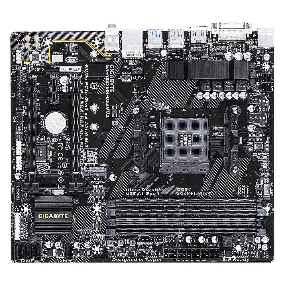 Gigabyte GA-AB350M-DS3H V2 mATX Mainboard Sockel AM4 GL/M.2/HDMI/DVI