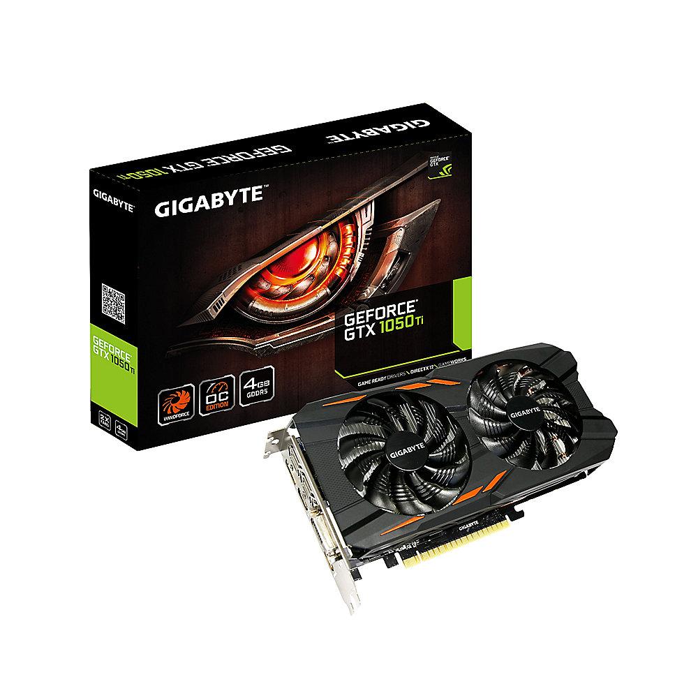 Gigabyte GeForce GTX 1050Ti WindForce OC 4GB GDDR5 Grafikkarte DVI/3xHDMI/DP, Gigabyte, GeForce, GTX, 1050Ti, WindForce, OC, 4GB, GDDR5, Grafikkarte, DVI/3xHDMI/DP