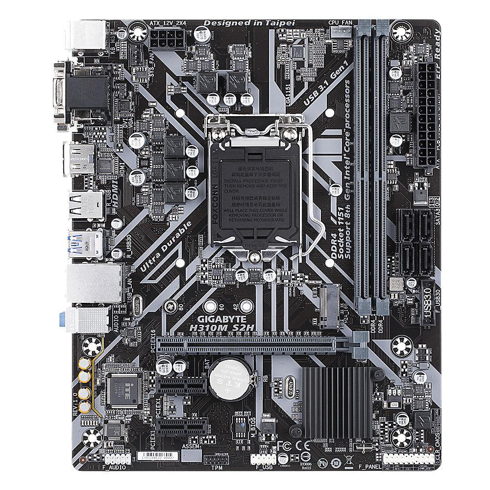 Gigabyte H310M S2H mATX Mainboard 1151v2 (Coffee Lake), VGA, DVI, HDMI, M.2