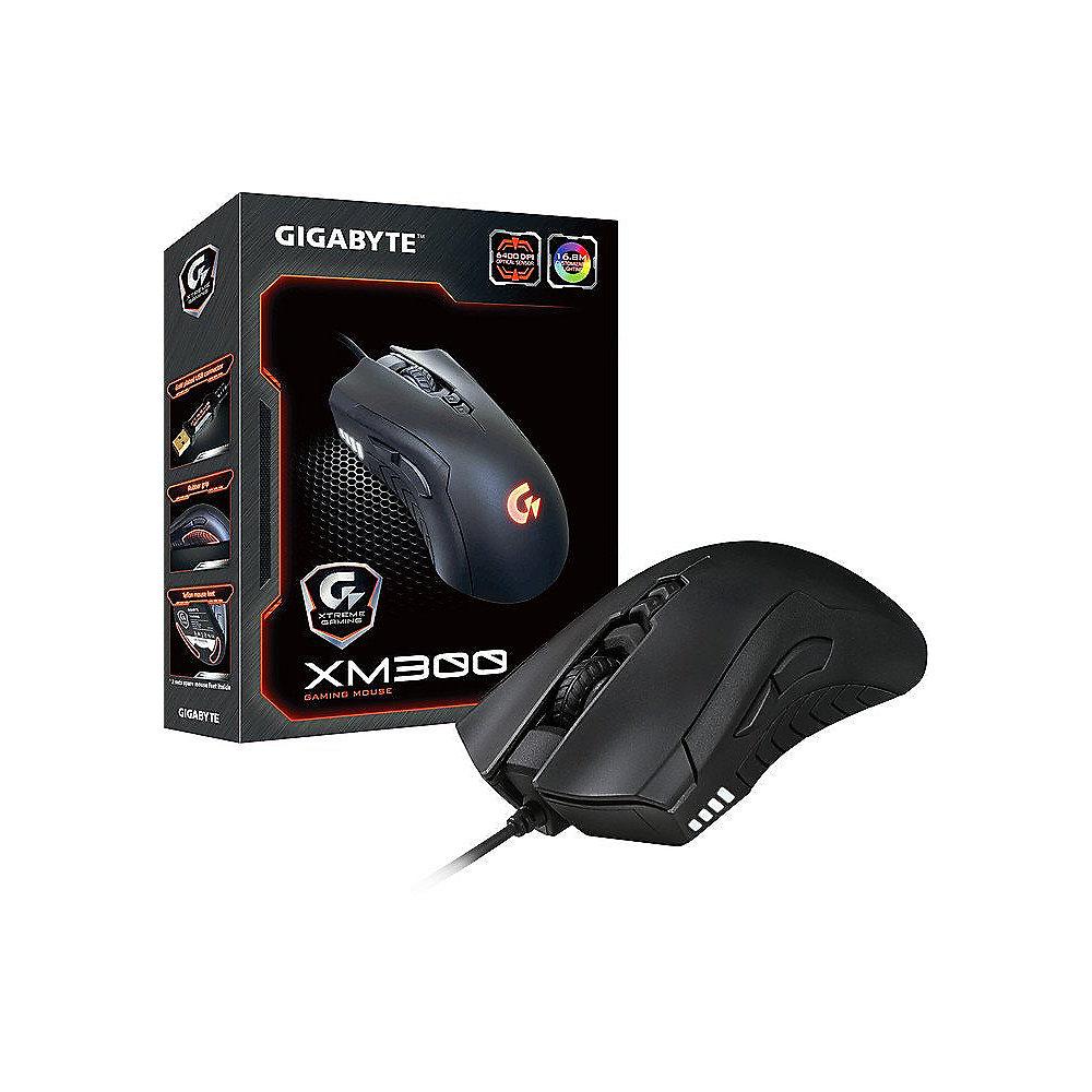 Gigabyte XM300 Gaming Maus mit 6400 DPI-Gamingsensor schwarz