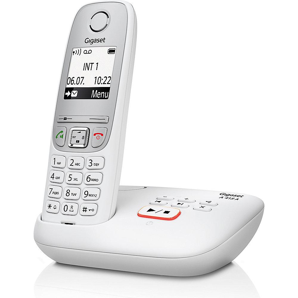 Gigaset A415A schnurloses Festnetztelefon (analog) mit Anrufbeantworter, weiß, Gigaset, A415A, schnurloses, Festnetztelefon, analog, Anrufbeantworter, weiß