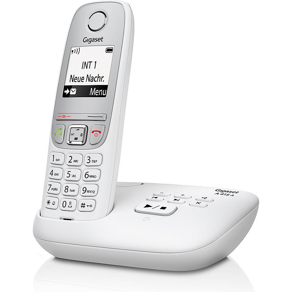 Gigaset A415A schnurloses Festnetztelefon (analog) mit Anrufbeantworter, weiß