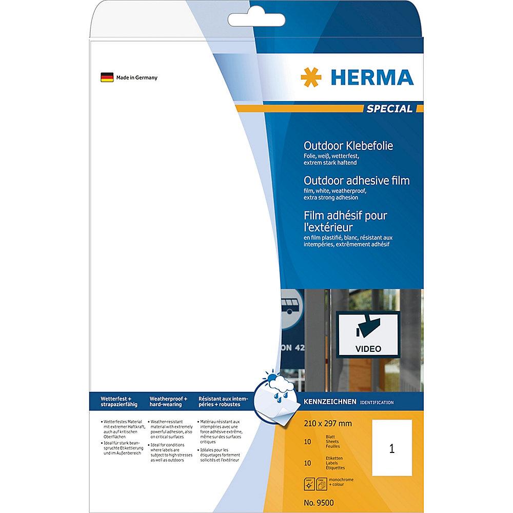 HERMA 9500 Etiketten A4 Outdoor Klebefolie weiß 210x297 mm Folie matt 10 St., HERMA, 9500, Etiketten, A4, Outdoor, Klebefolie, weiß, 210x297, mm, Folie, matt, 10, St.