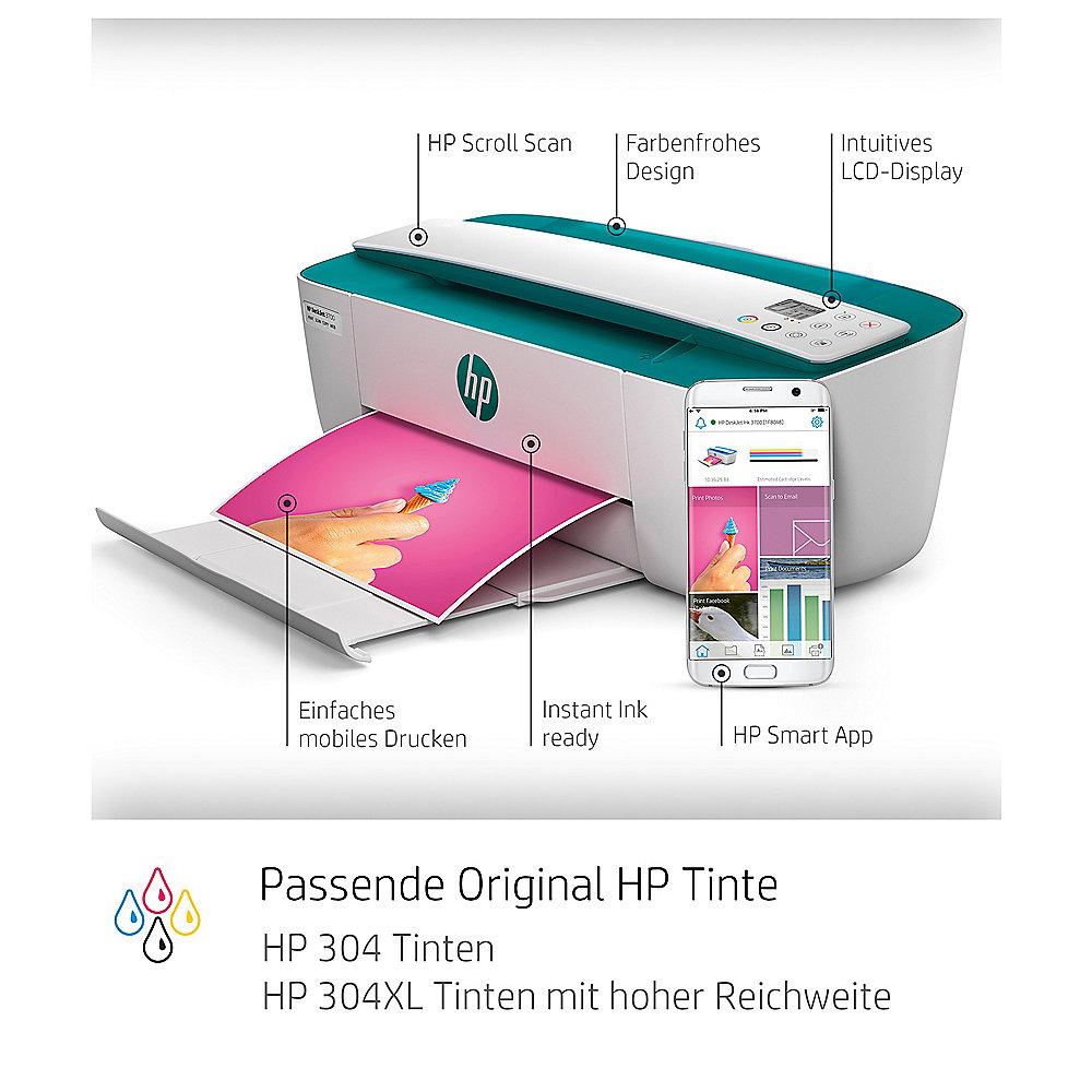 HP DeskJet 3735 grün Tintenstrahl-Multifunktionsdrucker Scanner Kopierer WLAN