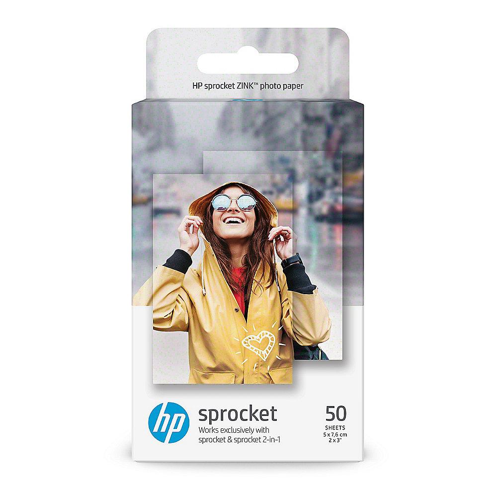 HP Sprocket ZINK Fotopapier mit selbstklebender Rückseite 50 Blatt 5 x 7,6 cm