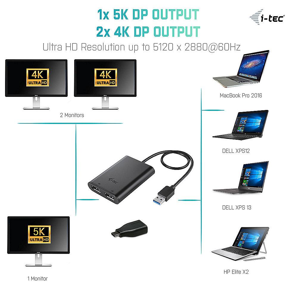 i-tec U3DUAL4KDP USB-C zu Dual DisplayPort Videoadapter 1x5K Ultra HD, i-tec, U3DUAL4KDP, USB-C, Dual, DisplayPort, Videoadapter, 1x5K, Ultra, HD