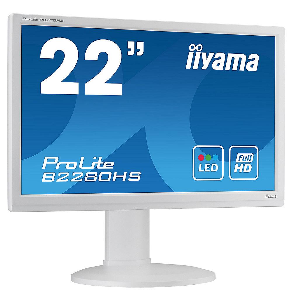iiyama ProLite B2280HS-W1 55 cm / 22" 16:9 Full-HD VGA/DVI/HDMI 5 ms 5Mio:1 LED