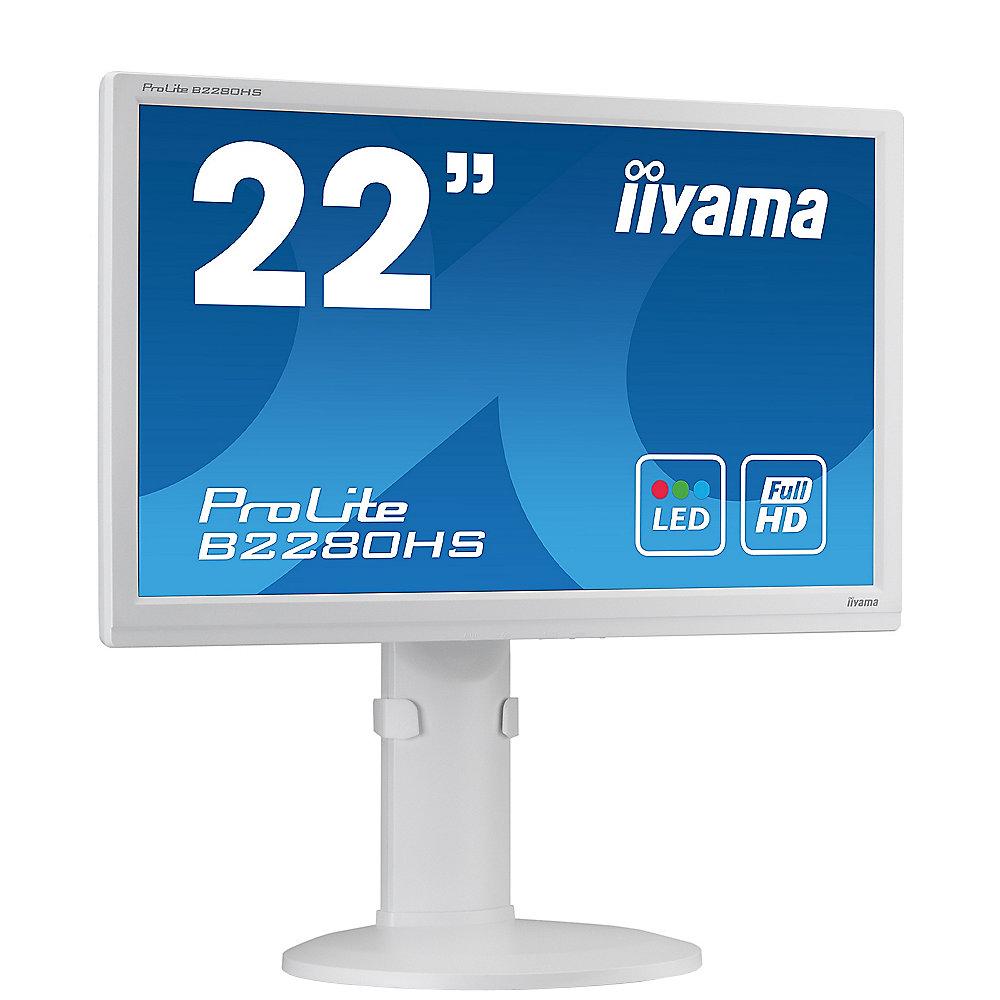 iiyama ProLite B2280HS-W1 55 cm / 22" 16:9 Full-HD VGA/DVI/HDMI 5 ms 5Mio:1 LED