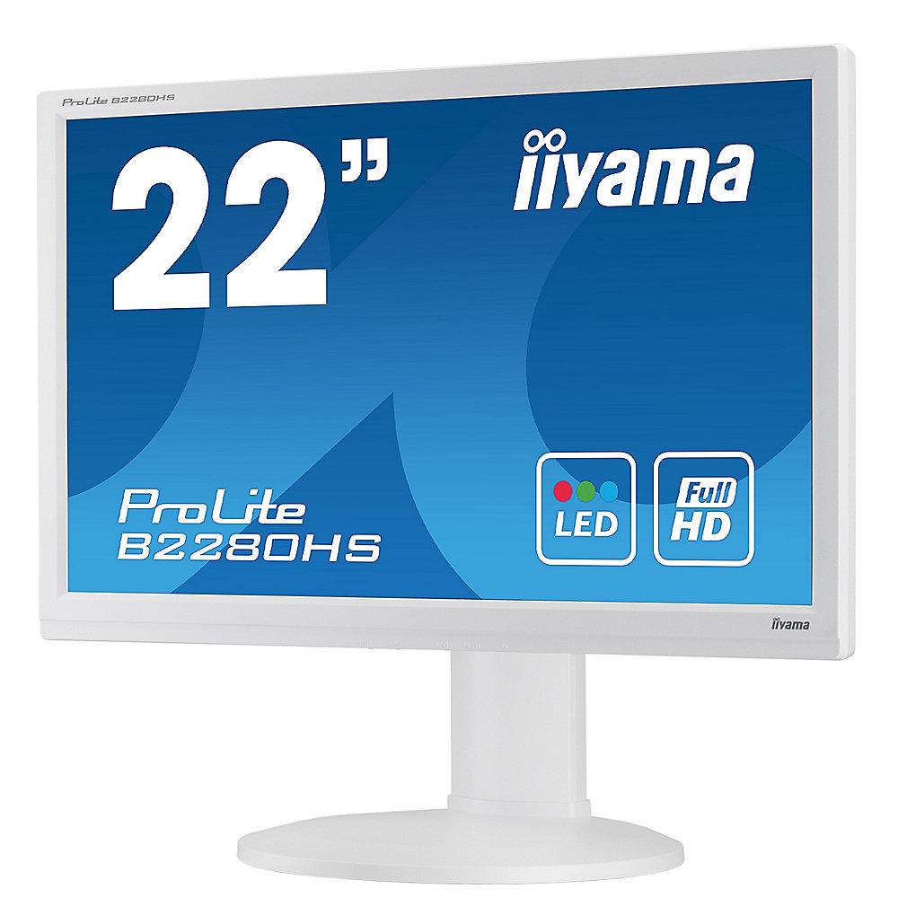 iiyama ProLite B2280HS-W1 55 cm / 22" 16:9 Full-HD VGA/DVI/HDMI 5 ms 5Mio:1 LED