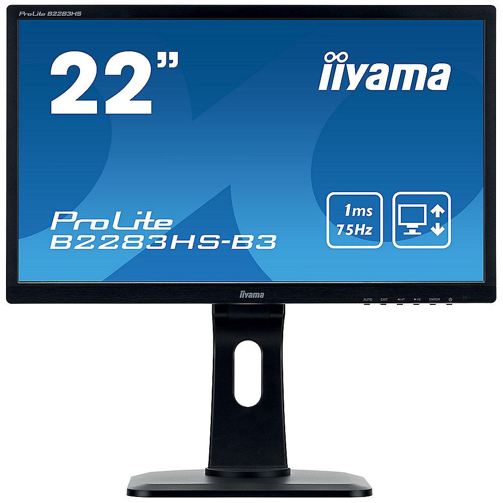 iiyama ProLite B2283HS-B3 54,6cm (21") Full-HD VGA/DP/HDMI 1ms 80Mio:1 LS