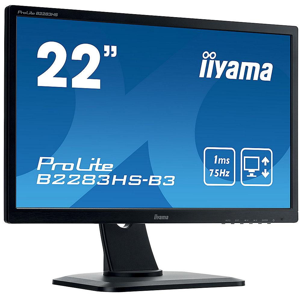 iiyama ProLite B2283HS-B3 54,6cm (21") Full-HD VGA/DP/HDMI 1ms 80Mio:1 LS