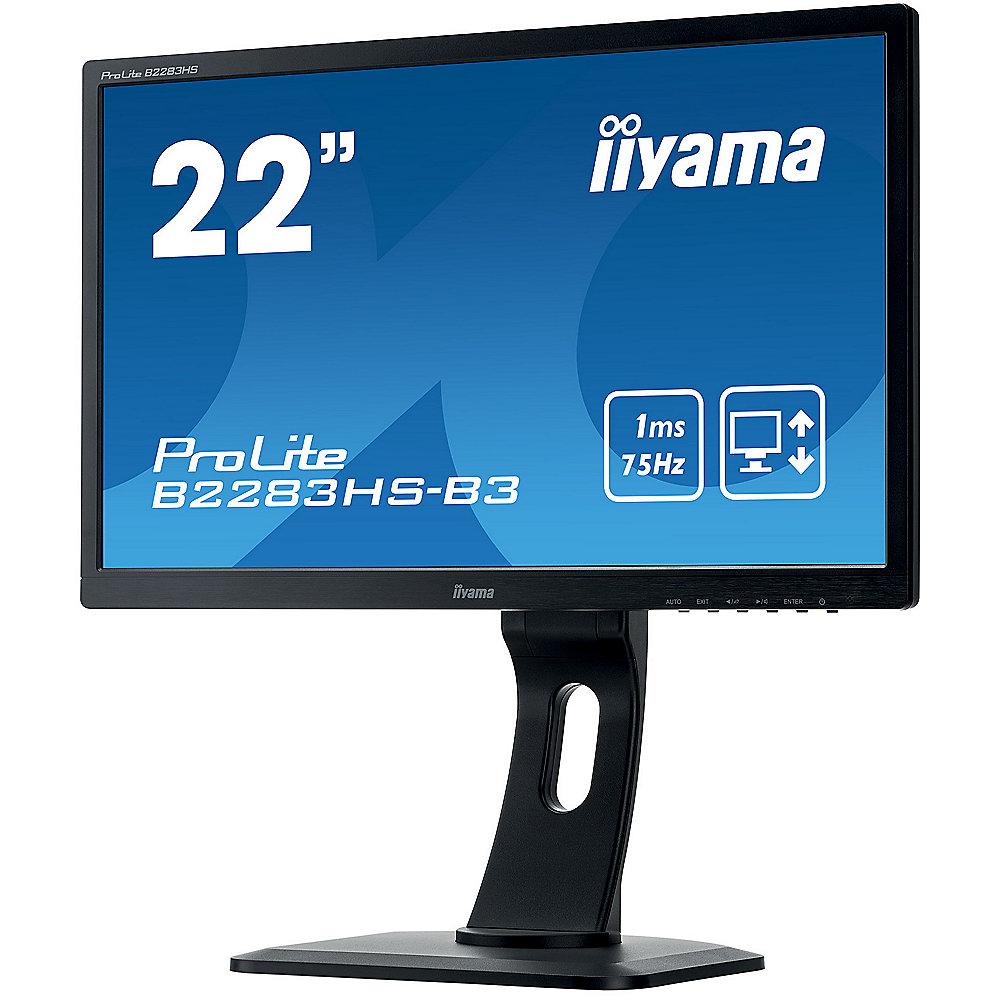 iiyama ProLite B2283HS-B3 54,6cm (21") Full-HD VGA/DP/HDMI 1ms 80Mio:1 LS