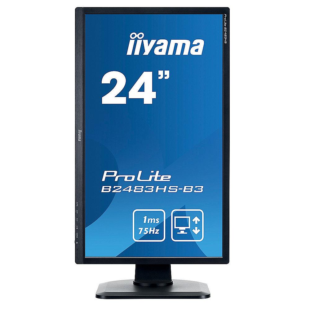 iiyama ProLite B2483HS-B3 61cm (24") Full-HD VGA/DP/HDMI 1ms 5Mio:1 Pivot HV