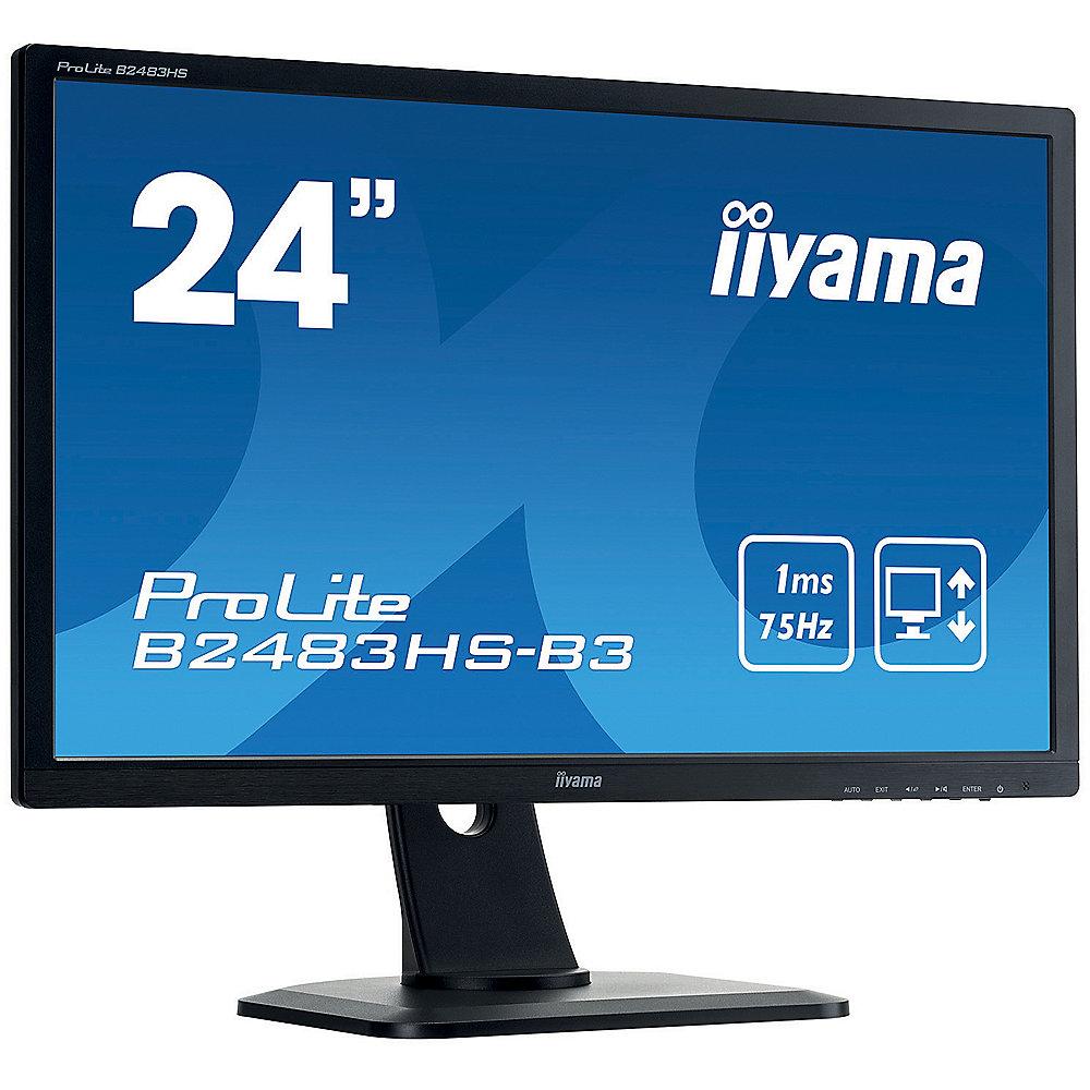 iiyama ProLite B2483HS-B3 61cm (24") Full-HD VGA/DP/HDMI 1ms 5Mio:1 Pivot HV